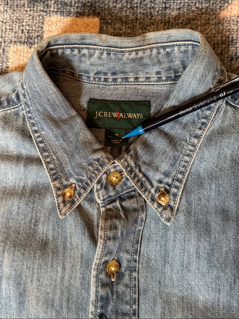 J. Crew Always Shirt Size Medium Blue Denim Oarsman Button Down Midweight